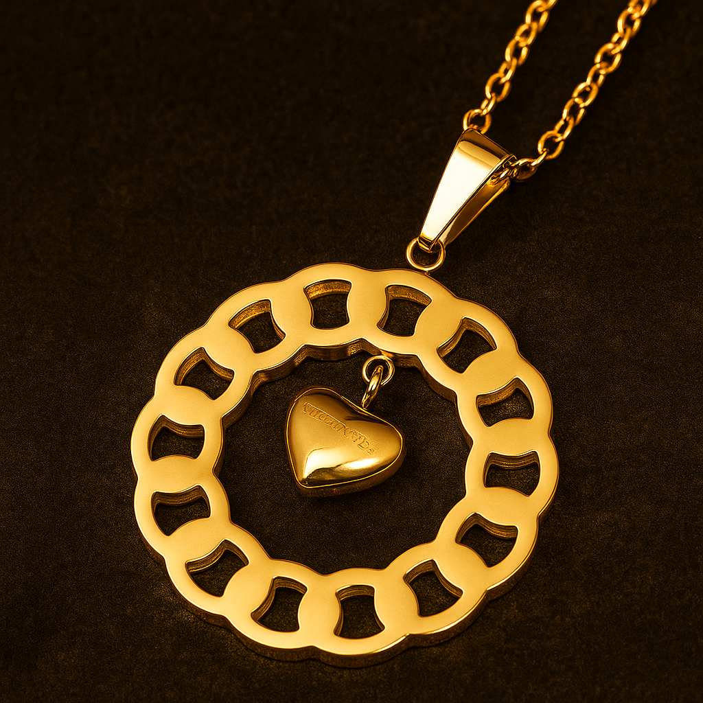 Golden Heart Pendant Necklace
