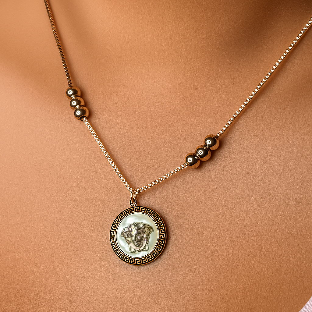 Greek Circle Pendant Necklace For Women