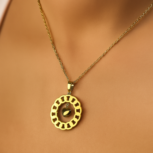 Golden Heart Pendant Necklace