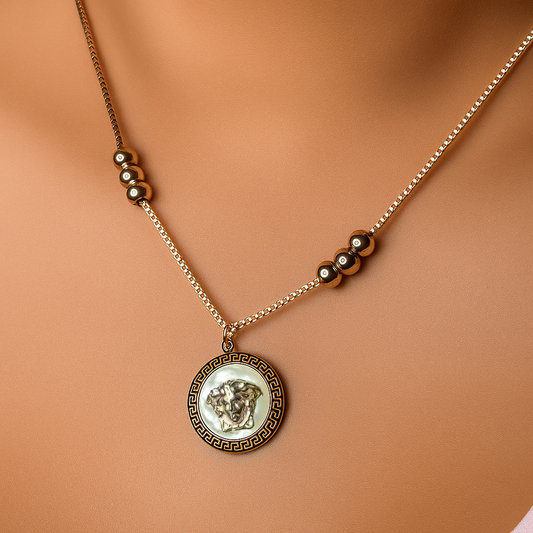 Greek Circle Pendant Necklace For Women